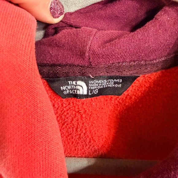 The North Face Red Women's Pullover Hoodie with Vertical Logo - Picture 2 of 2